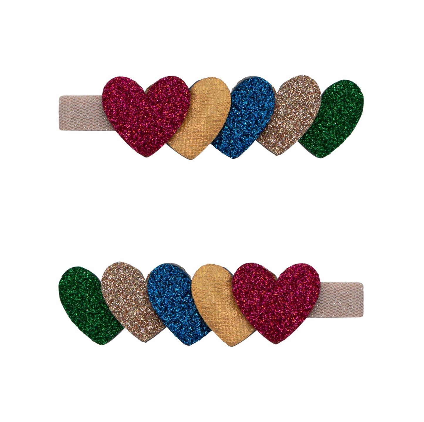 Jazzy layered heart clips