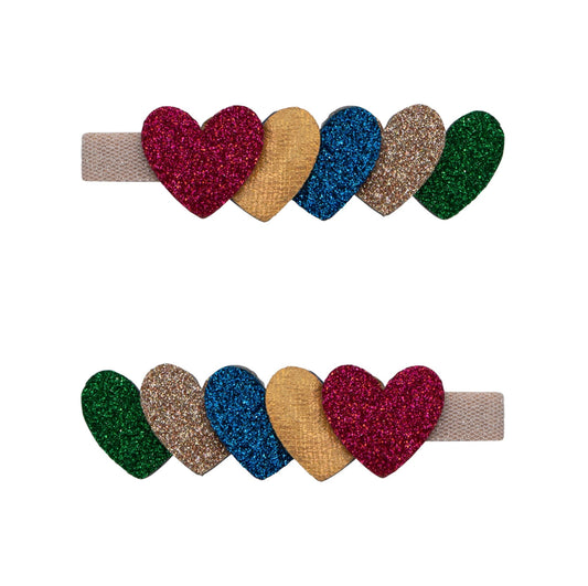 Jazzy layered heart clips